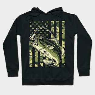 Fishing For Bass Fish Fisher Fishing Camouflage Hoodie